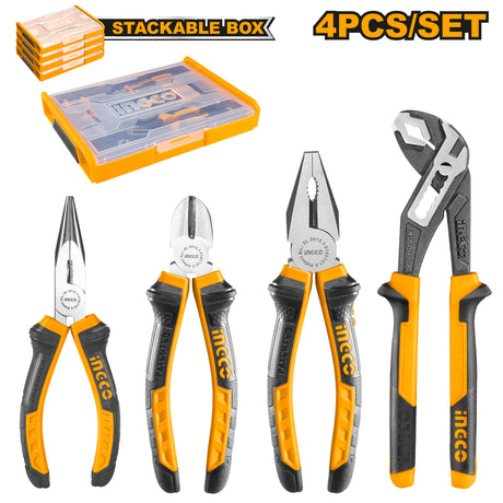 INGCO HKTV01P041 4pcs pliers set with plastic case