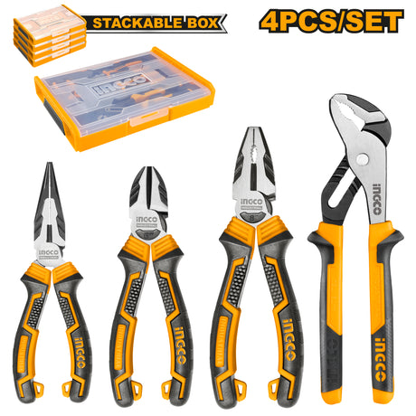 INGCO HKTV01P042 4pcs pliers set with plastic case