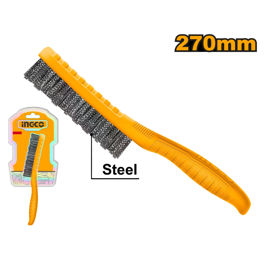 270mm steel wire brush with plastic handle, 5 rows hktwb2705 ING-CT