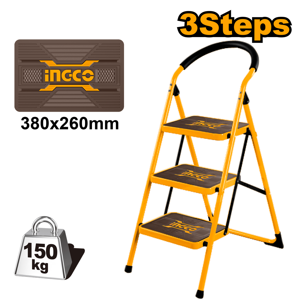 Non-slip Steps with Wide Platform Steel Tube Ladder ING-HT