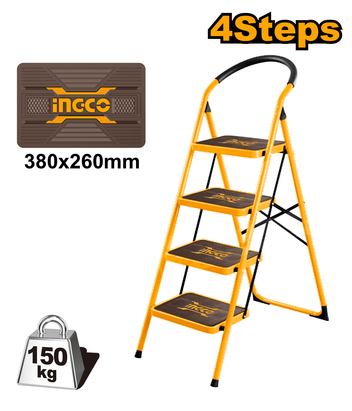 Non-slip Steps with Wide Platform Steel Tube Ladder ING-HT