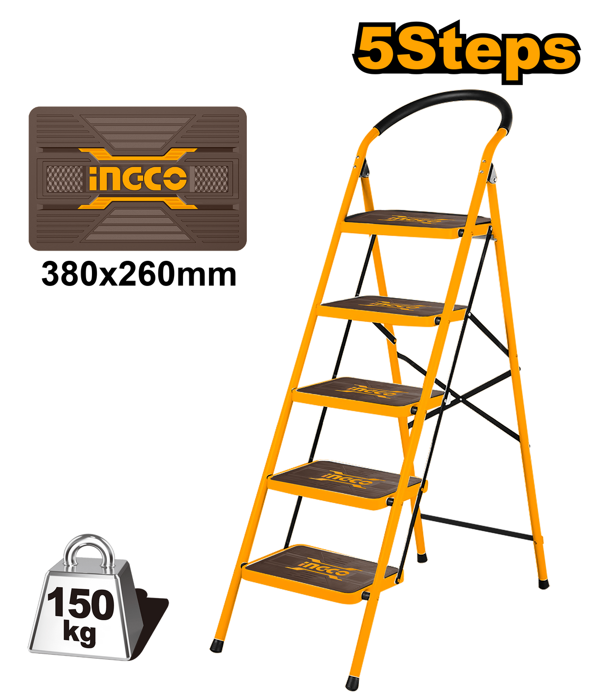 Non-slip Steps with Wide Platform Steel Tube Ladder ING-HT