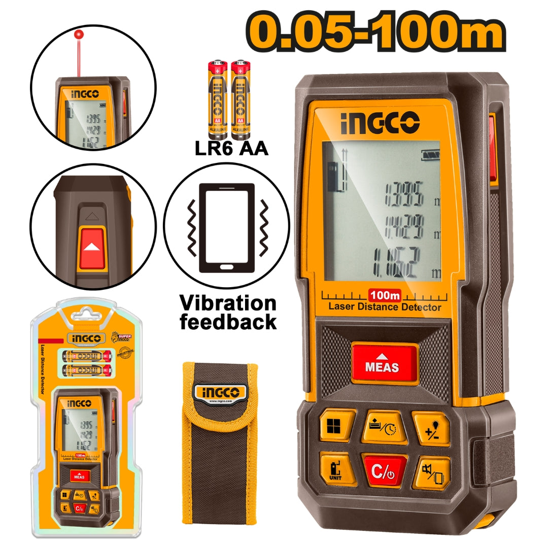 Laser Distance Detector 0°C ~ +50°C/2*1.5 AA/0.05-100m HLDD1008 ING-MT