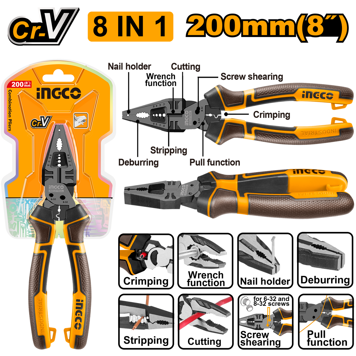 8-in1 Multi-Function Combination Pliers HMFCP28200 ING-HT