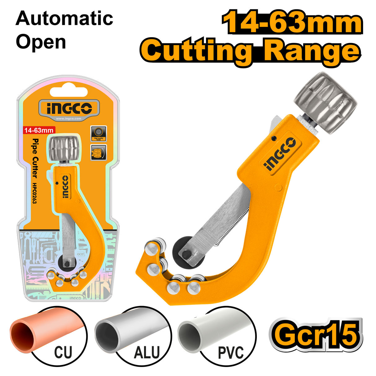 14-63mm Cutting Range Copper and Aluminum Pipe/Piping Cutter HPC0263 ING-HT
