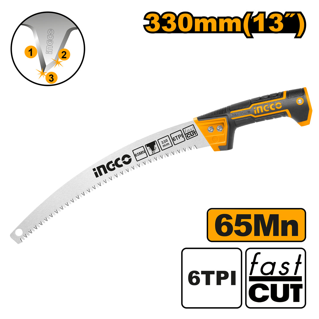 INGCO HPS33028C curved tree branch grass pruning saw 330mm