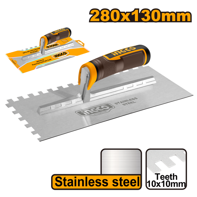 INGCO Plastering Trowel with Teeth Stainless Steel