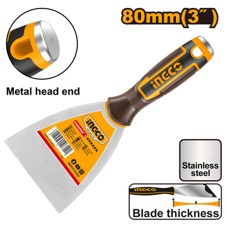 Ingco stainless steel putty trowel 75mm wall scraper