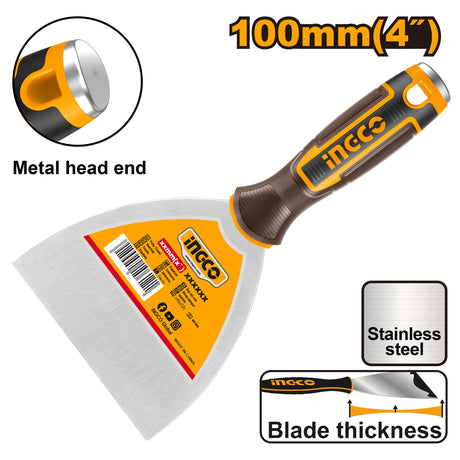 Ingco stainless steel putty trowel 100mm scraper