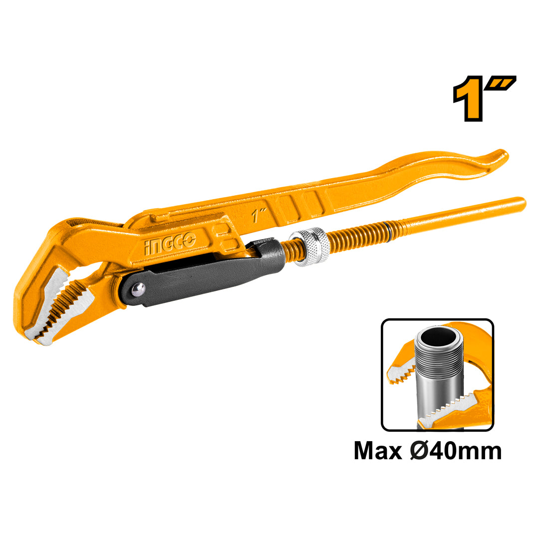 INGCO 45° Heavy Duty Swedish Pipe Wrench – Compact