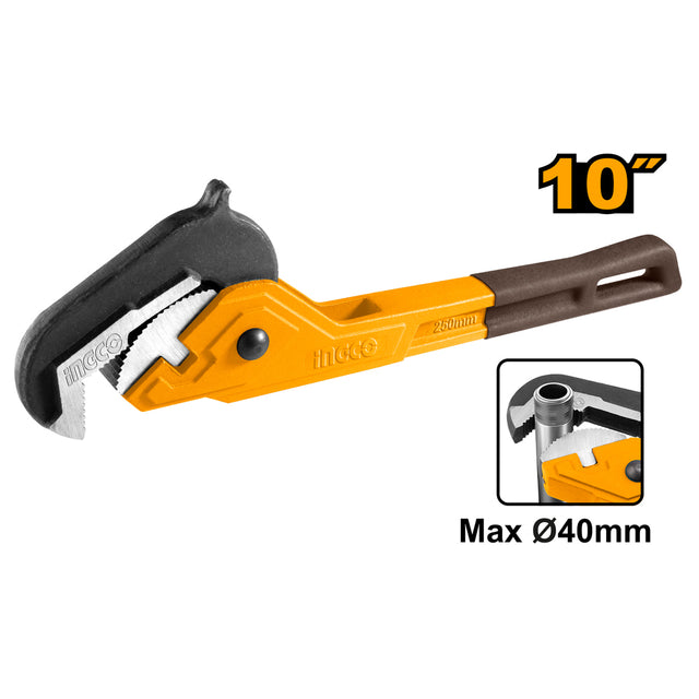 Ingco ratcheting pipe wrench set 10-inch and 14-inch sizes