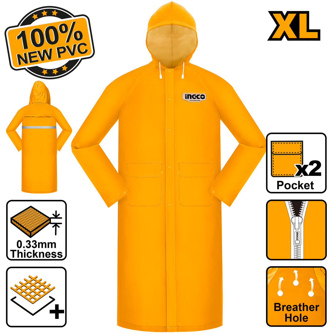 Ingco XL rain coat PVC waterproof protective workwear