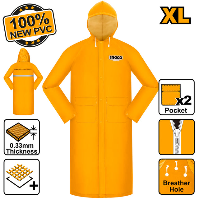 Ingco XL rain coat PVC waterproof protective workwear