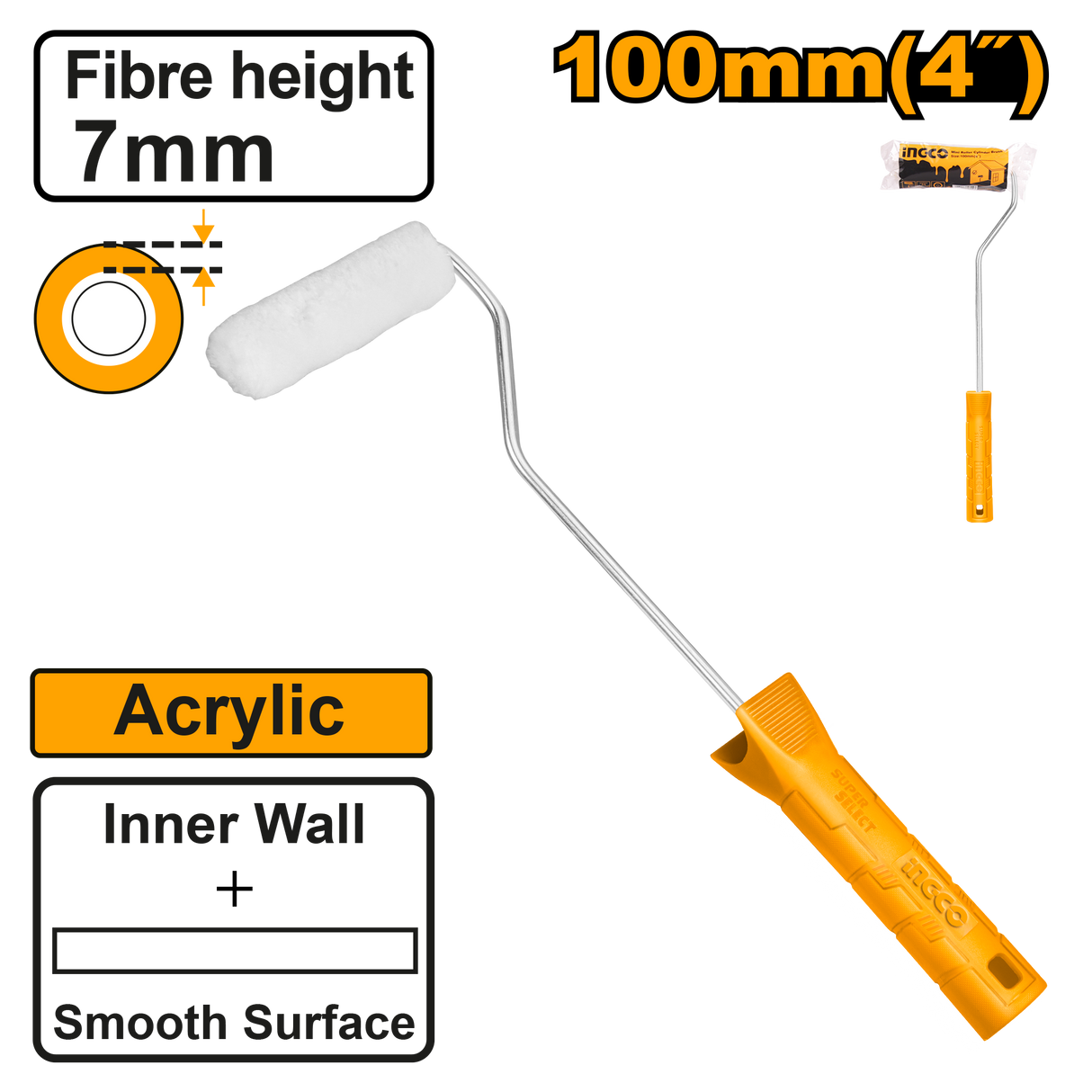 4inches(100mm) Mini Cylinder Paint Brush (Inner Wall)(SS) ING-CT