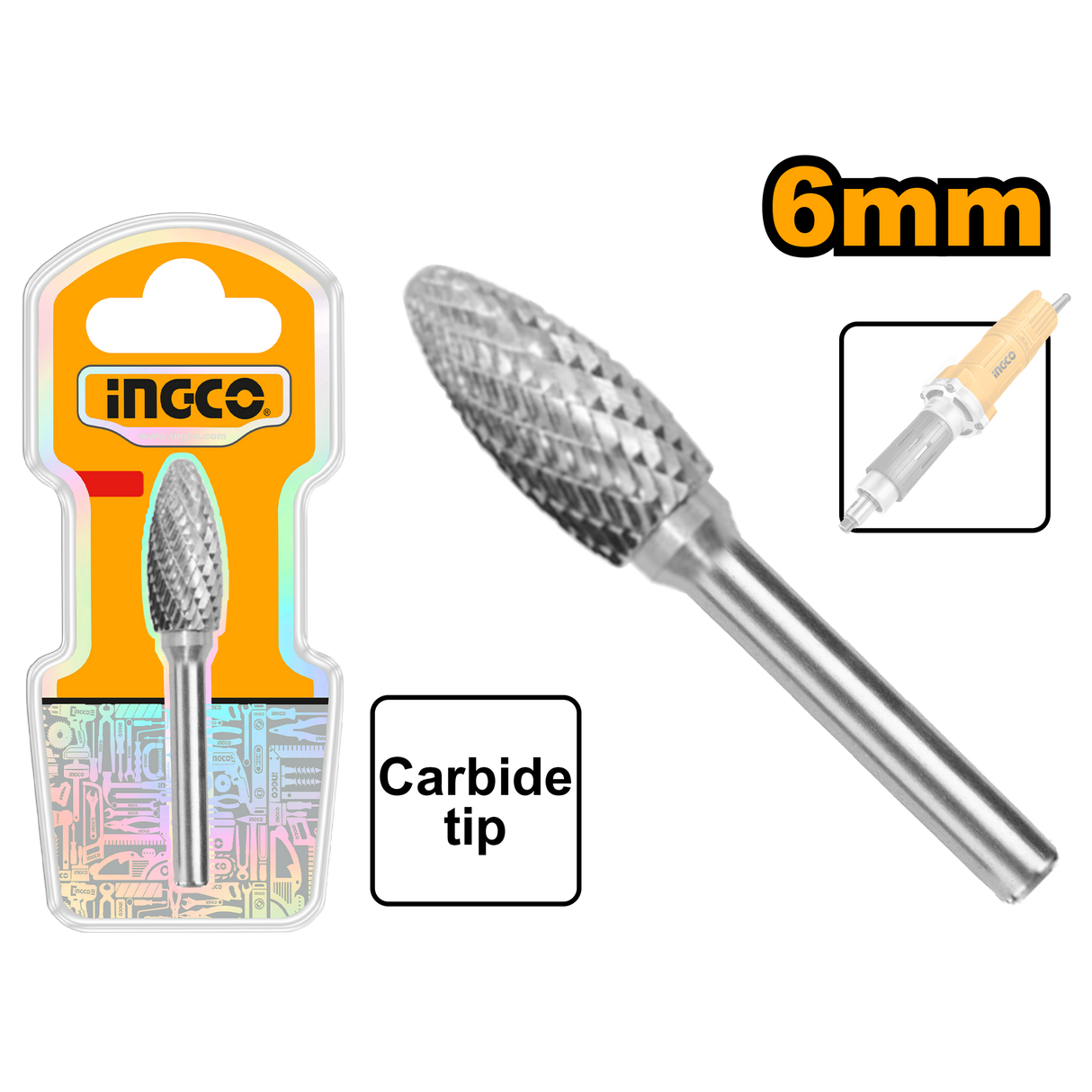 6mm Tungsten Carbide Rotary Burrs Set for Die Grinder SOLD PER PIECE ING-HT