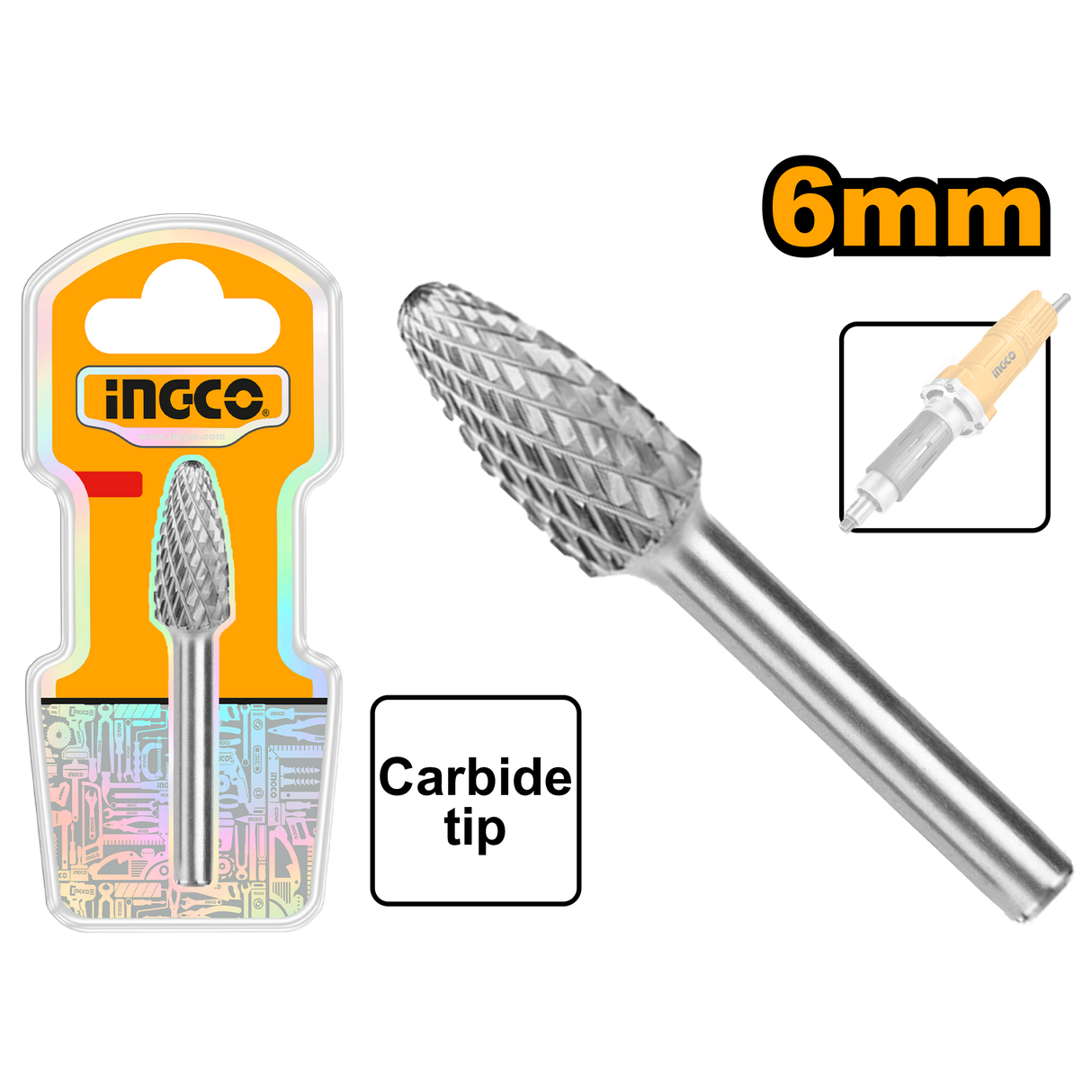 6mm Tungsten Carbide Rotary Burrs Set for Die Grinder SOLD PER PIECE ING-HT