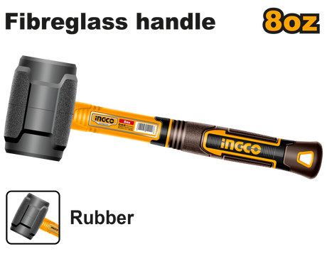 INGCO Rubber Mallet Soft Hammer with Fiberglass Handle