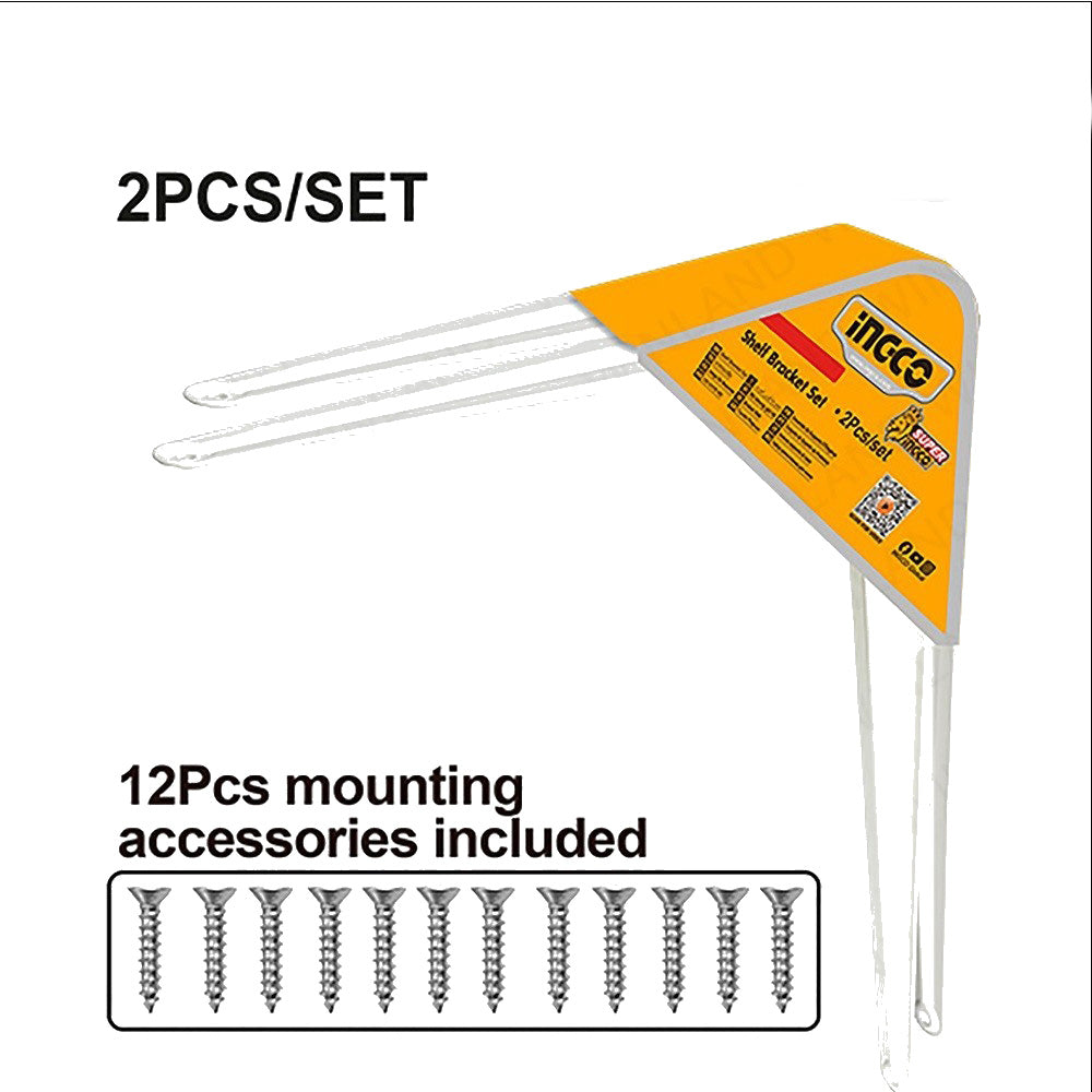 2PCS/SET Heavy Duty Shelf Brackets with 12pcs x Screws Attachment ING-AC