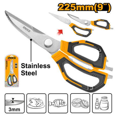 INGCO HSCRS822251 9-inch multi-function kitchen scissors stainless steel