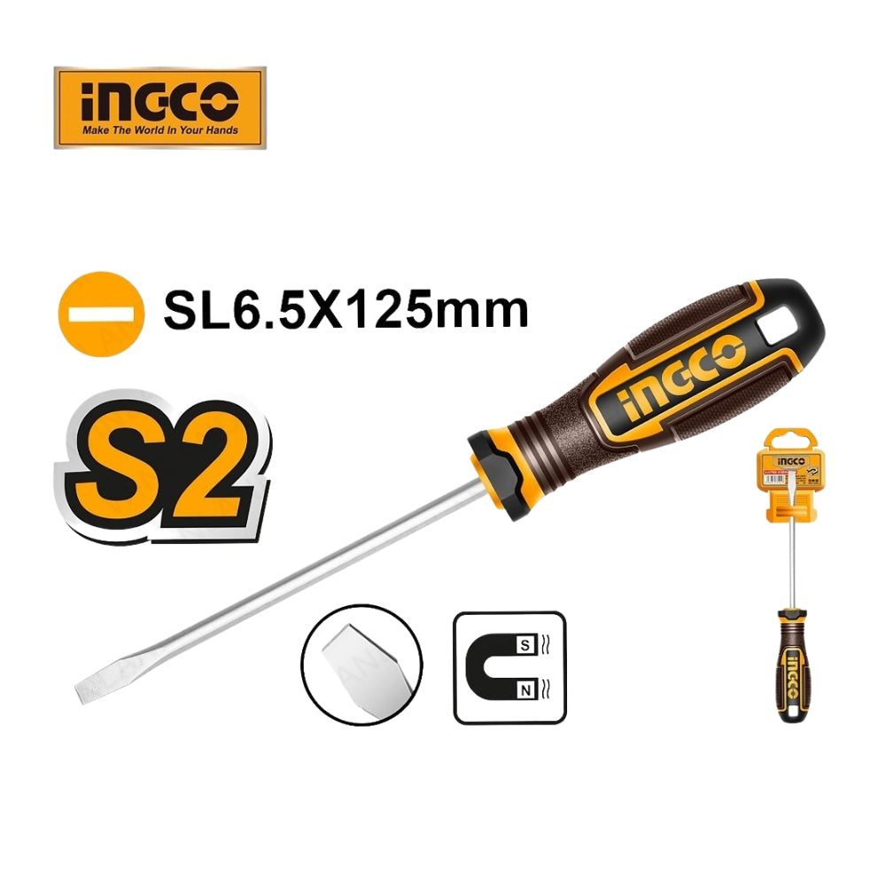 Slotted Screwdriver Flat Shank Screw driver 6.5 x 125mm HSDSL6125 ING-HT