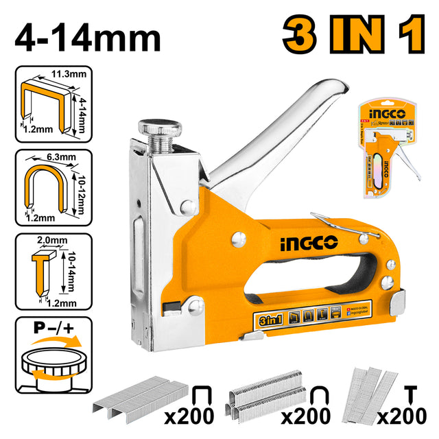 INGCO HSG1405 3-in-1 staple gun tucker tacker stapler