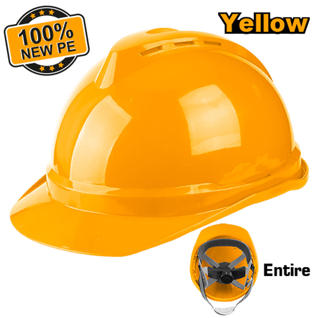 INGCO PE safety helmet with vents and chinstrap for secure fit and head protection
