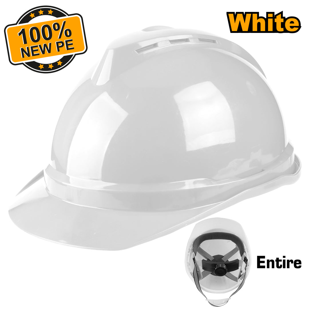 INGCO PE safety helmet with vents and chinstrap for construction safety