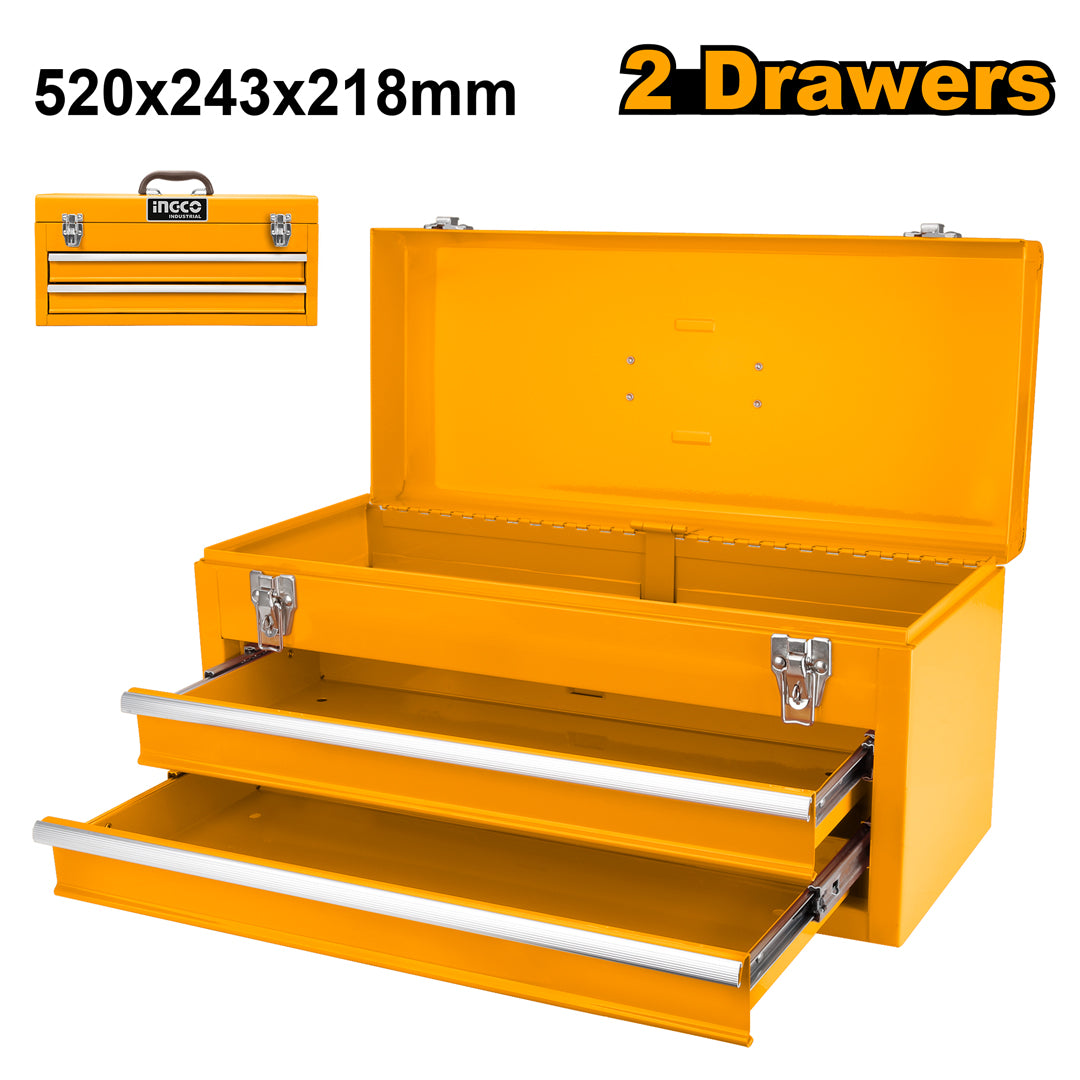 INGCO portable metal tool box with drawers, 3-position