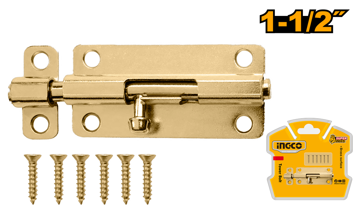 INGCO Tower Bolt Steel Latch Pin Horizontal Vertical Positions