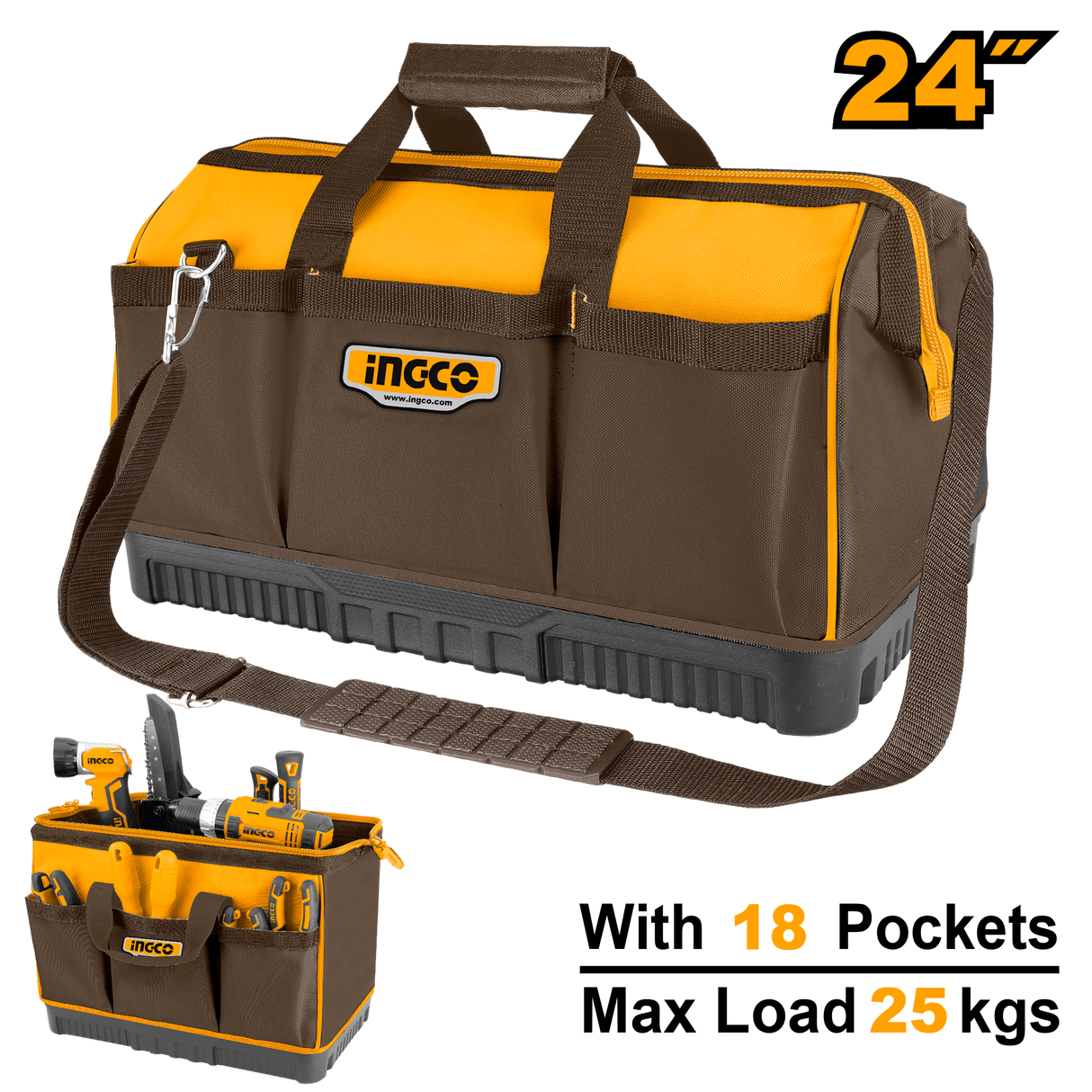 24inch Basket Tools Bag Storage Box Organizer with 18 Pockets HTBG09 ING-TS