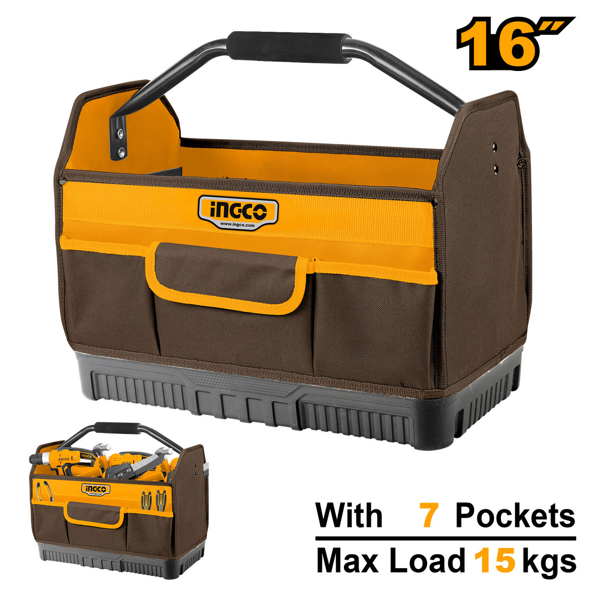 16inch Tool Bag Box Organizer Kit Storage Heavy Duty with 7 Pockets HTBGL04 ING-TS