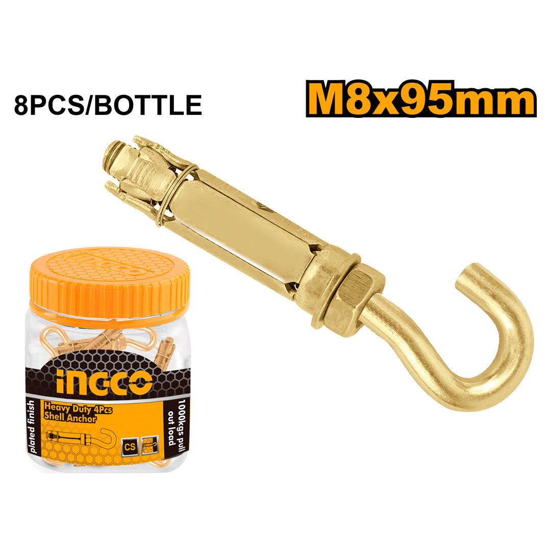 Heavy Duty Shell Anchor Yellow Zine Plated Finish with Hook HWHA0809531 ING-AC