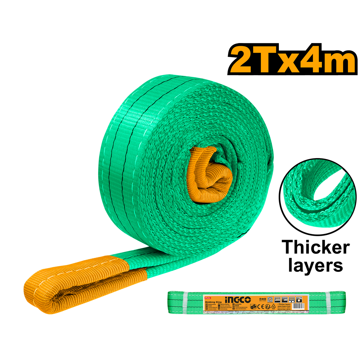 2T x 4M Webbing Sling Great for Heavy Lifting HWSP0204 ING-AC