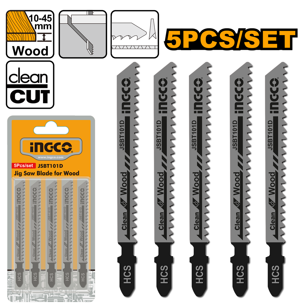 5 Pcs Jigsaw Blade JSBT101D ING-AC