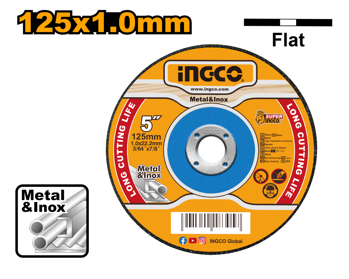 Ingco 5inches(125mm) Cut Off Wheel / Metal Cutting Abrasive Disc MCD101251 ING-HT