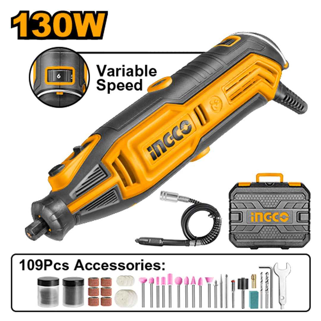 INGCO Mini Die Grinder 130W with 110pcs Accessories – MG13328P