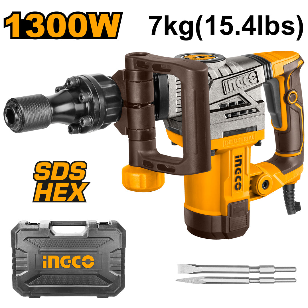 Ingco industrial demolition breaker hammer 1300W, heavy-duty power tool