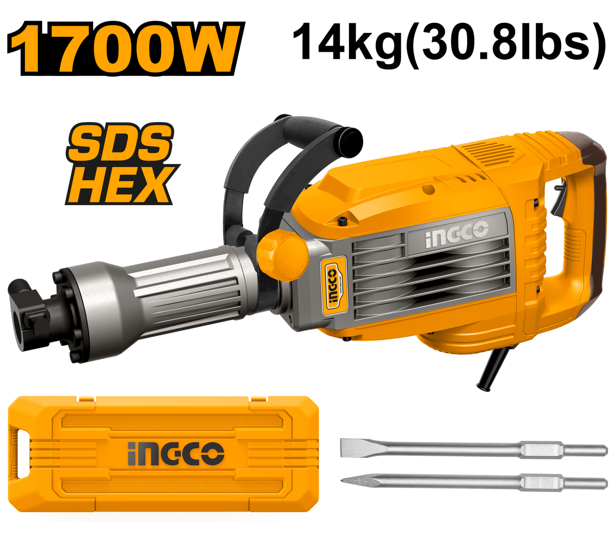 Demolition Breaker 1700W With 2pcs Chisels PDB1700682 ING-PT