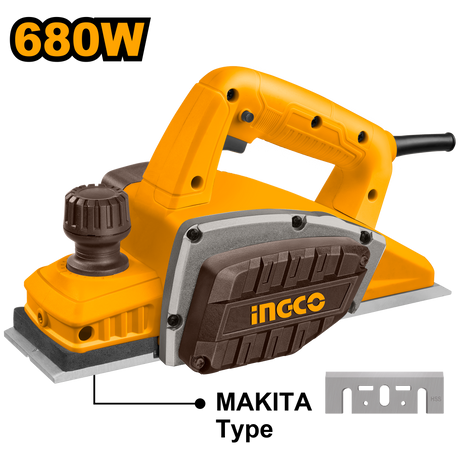 INGCO 680W electric planer with 82x1mm planning width PL6808P