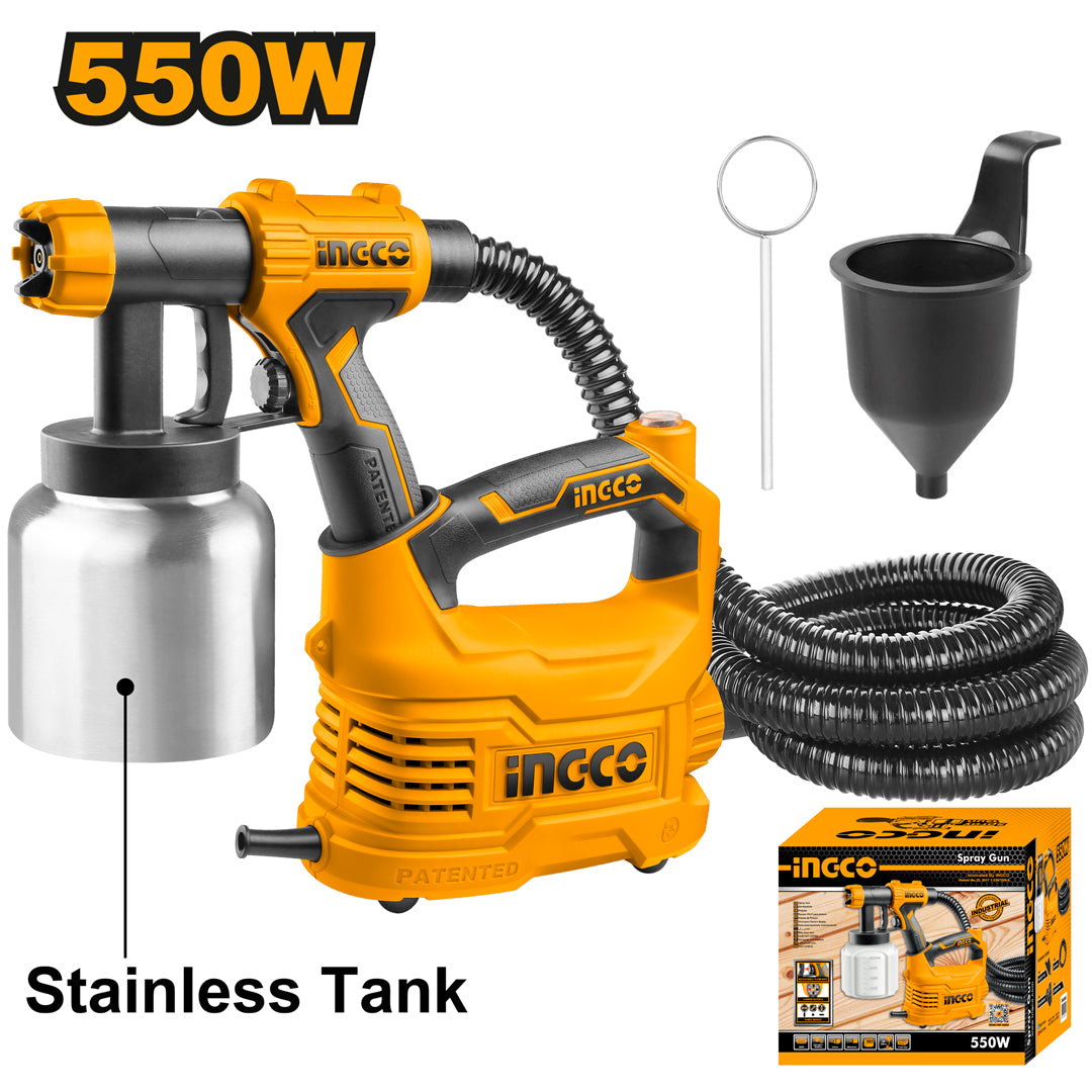 INGCO SPG5008-2 floor electric paint spray gun 550W with aluminum can