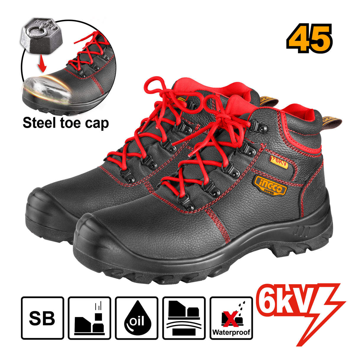 INGCO SSH07IDSB.45 6000V insulated safety boots with steel toe cap