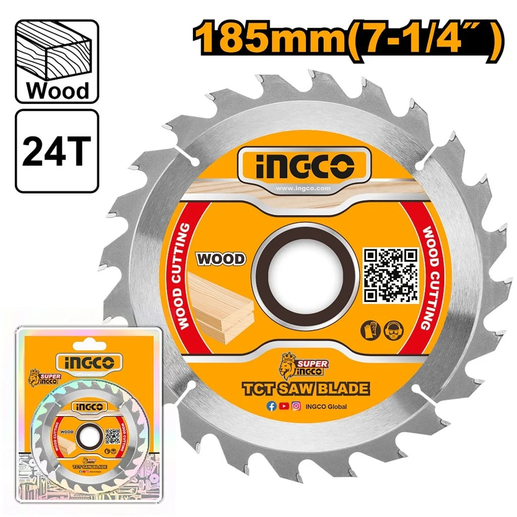 TCT Saw Blade Wooden Cutting 7-1/4in (185mm) Suitable for Circular Saw TSB118511 ING-AC