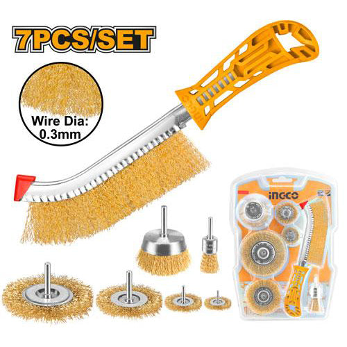 INGCO WB10071 7pcs wire cup and wheel brush set