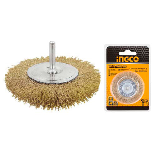 Ingco wire wheel brush 100mm for drill, rust and paint removal