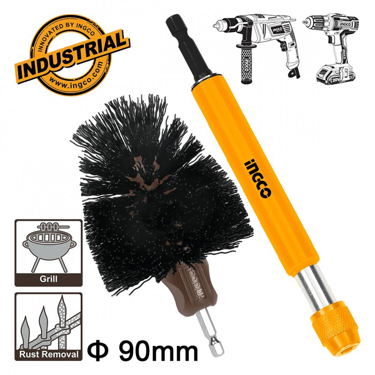 industrial 2pcs/set abrasive bristle brush with extension holder wcbh0301 ING-CT