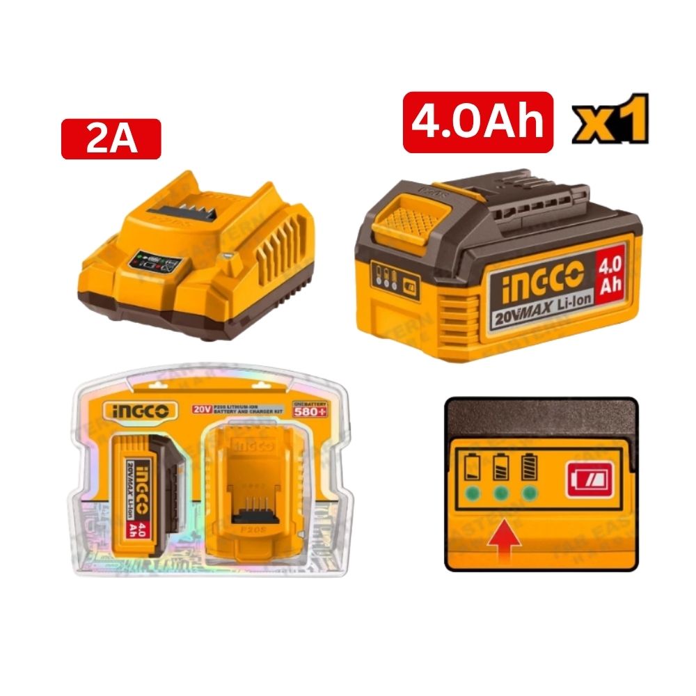 Ingco P20S Lithium-Ion Battery And Charger Kit 20V FBCPK1012 ING-CT