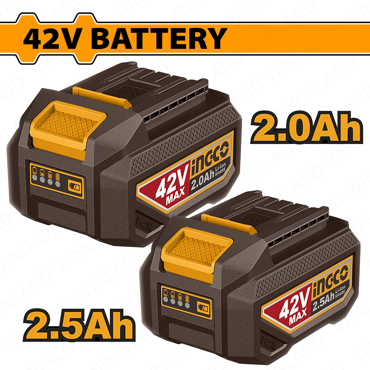 Ingco by Winland P42M 42V lithium-ion battery pack 2.0Ah/2.5Ah for cordless tools variant