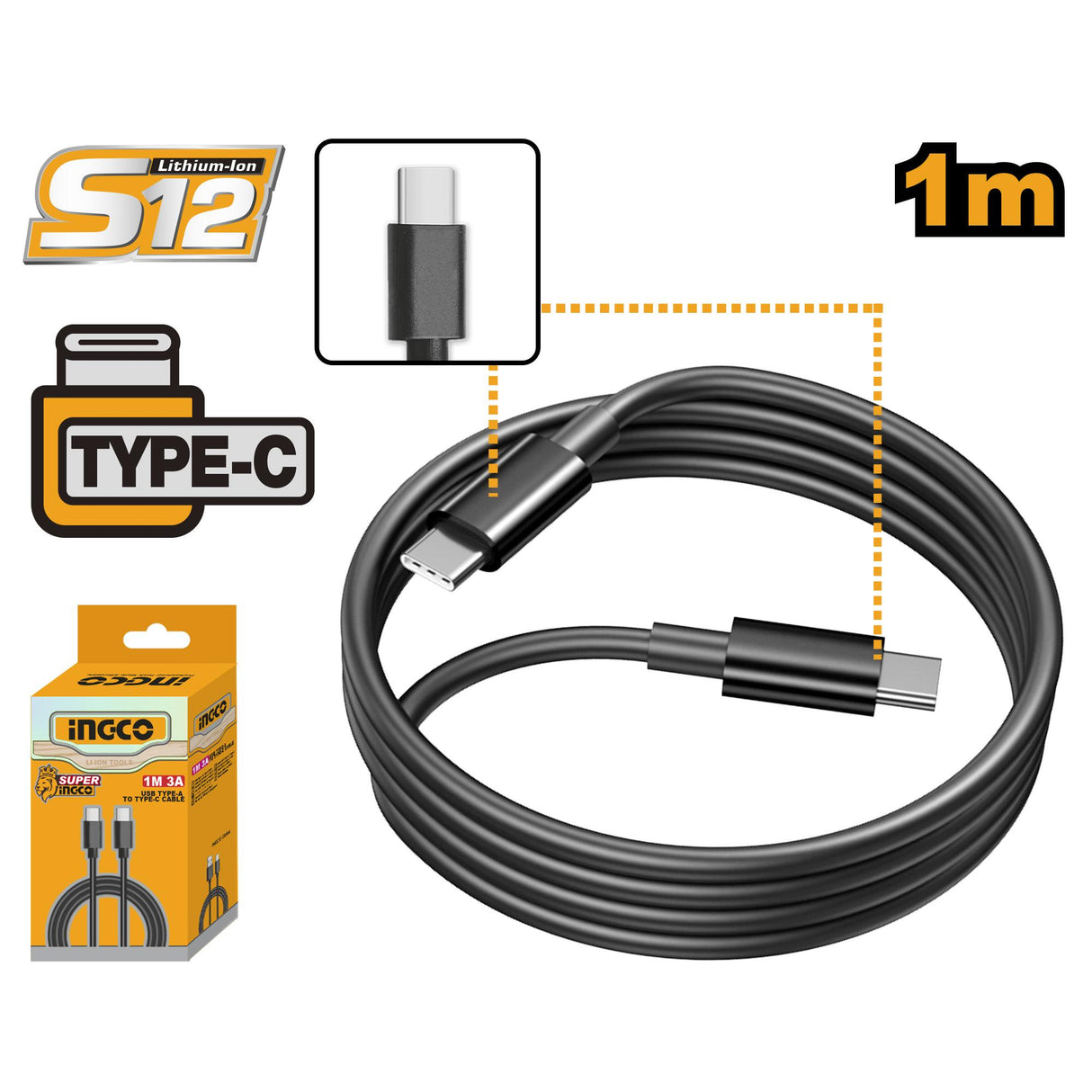 Ingco Usb Type-C To Type-C Cable 1M IUCC02 (ICT) ING-SP