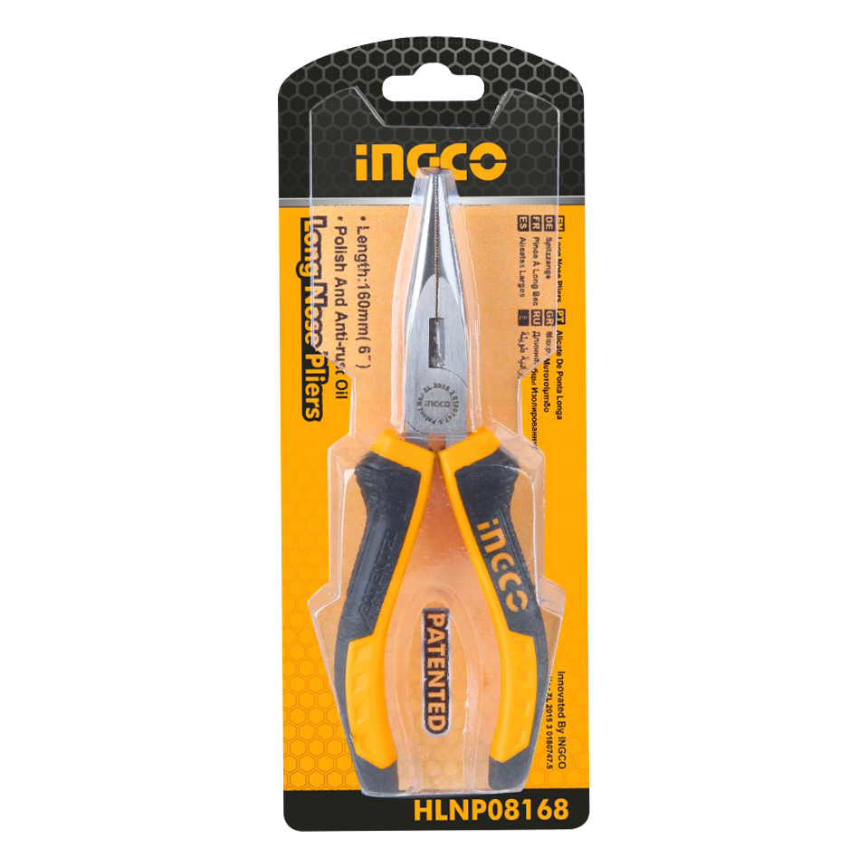 Anti-Rust and Polished Long Nose Pliers 6"/160mm HLNP08168 ING-HT