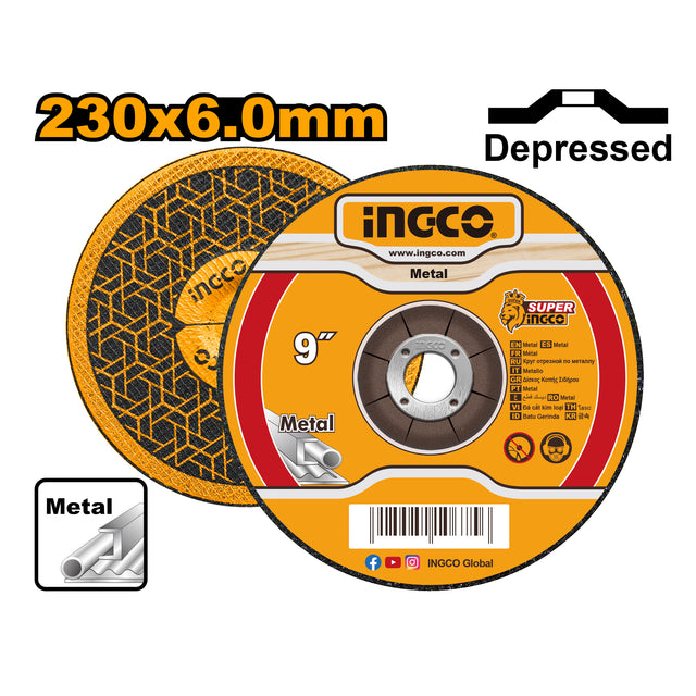 INGCO 230mm abrasive metal grinding disc 6.0mm x 22.2mm – MGD602301